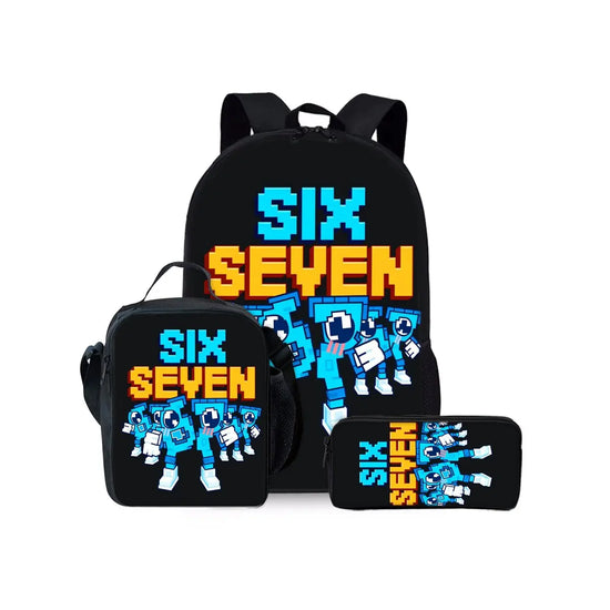 New Colorful Number 67 Print Three Piece Set Backpacks for Boy and Girls Best Gifts 2D Flat Cartoon School Bag for Children