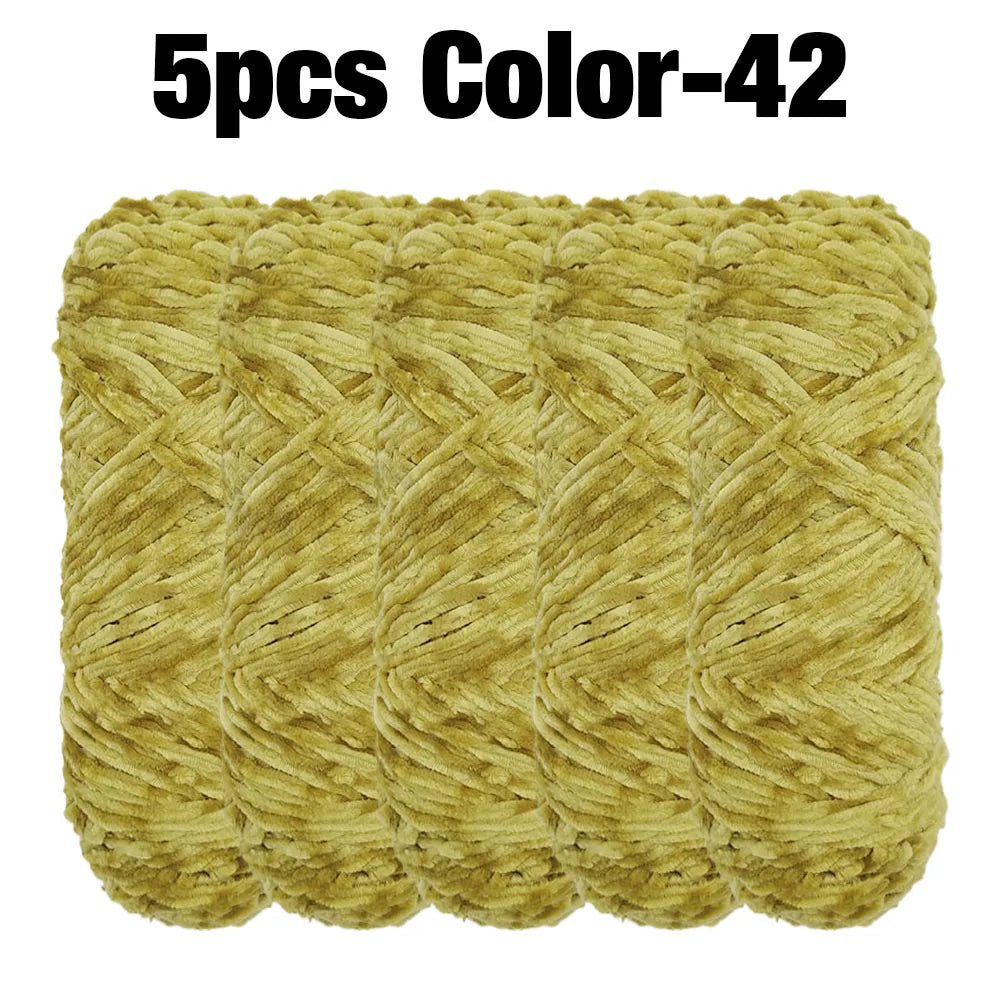 Set 5 rotoli filato ciniglia velluto 100 g – filo morbido e caldo per coperta, maglione, cuscini, DIY