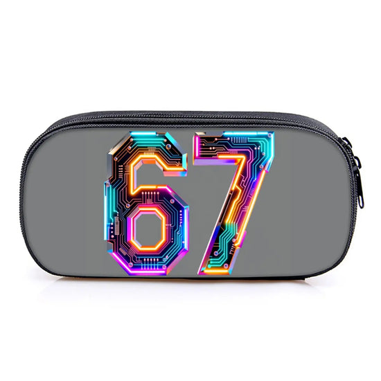 Hot Sales Colorful Number 67 Print Layered Pencil Case Quality 2D Flat Cartoon Pen Bag Best Gift for Boys/Girls School Supplies