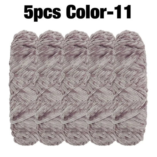 Set 5 rotoli filato ciniglia velluto 100 g – filo morbido e caldo per coperta, maglione, cuscini, DIY