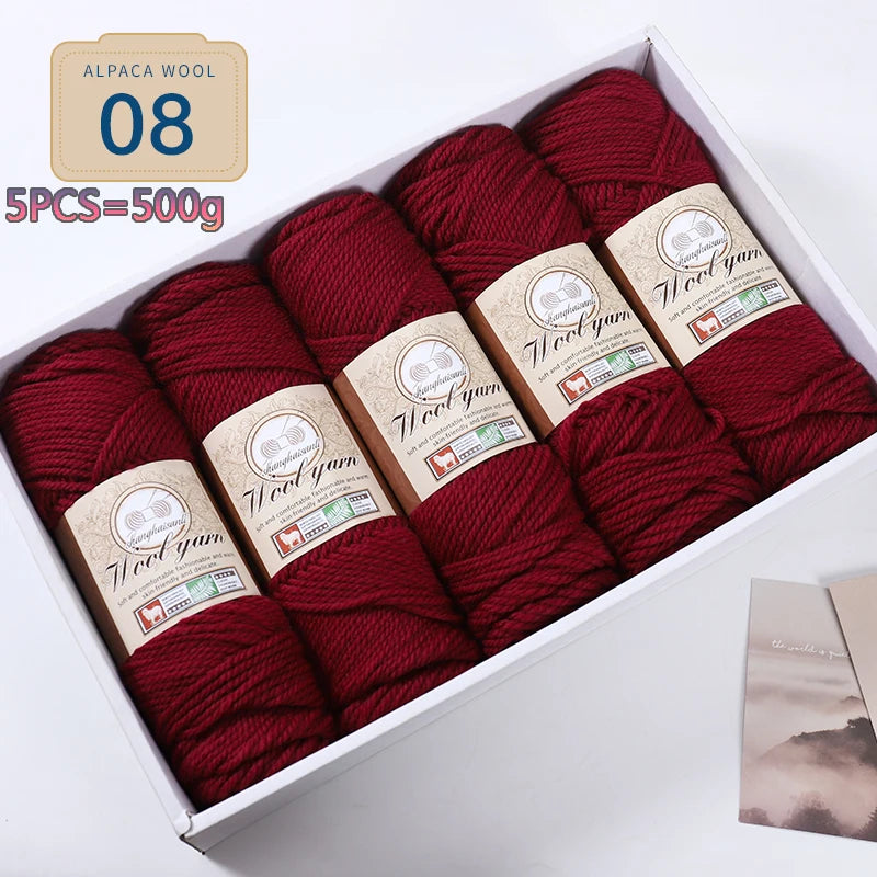 Set 5 gomitoli filato spesso alpaca 500 g – yarn grosso per maglioni, cappotti e crafting inverno