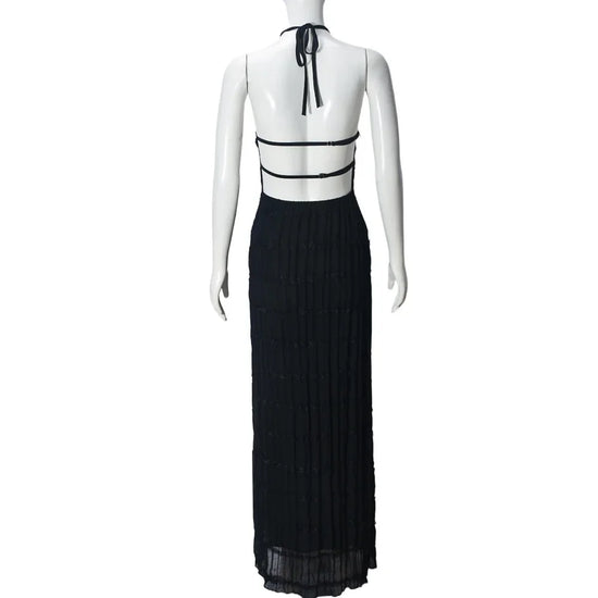 Abito Lungo Donna con Schiena Scoperta e Pieghe – Vestito Elegante Lotus Leaf 2026