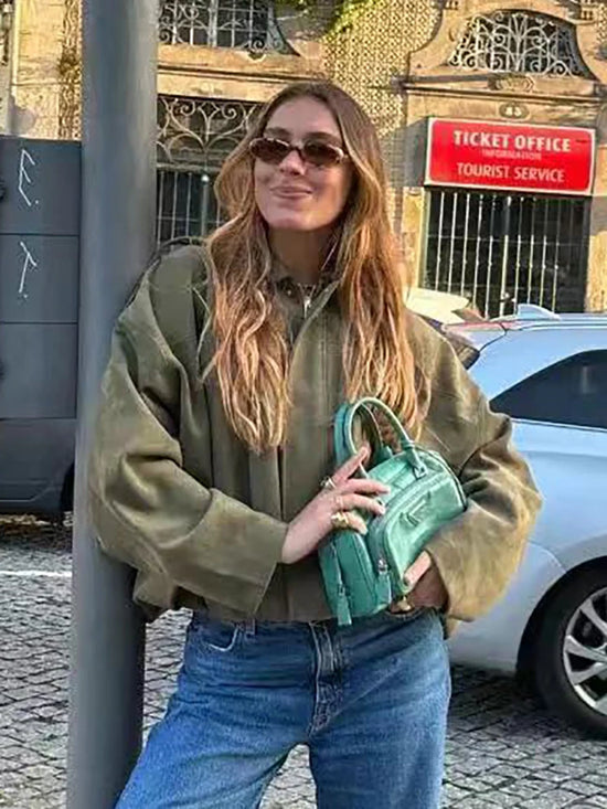 Giacca Bomber Oversize  Donna Stile Vintage – Giubbotto Elegante e Morbido per Occasioni Speciali