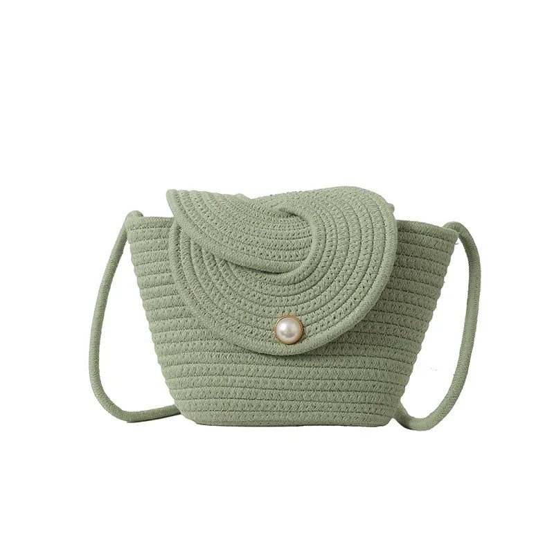 Borsa a Tracolla Estiva Donna in paglia Intrecciato Stile Vacanza