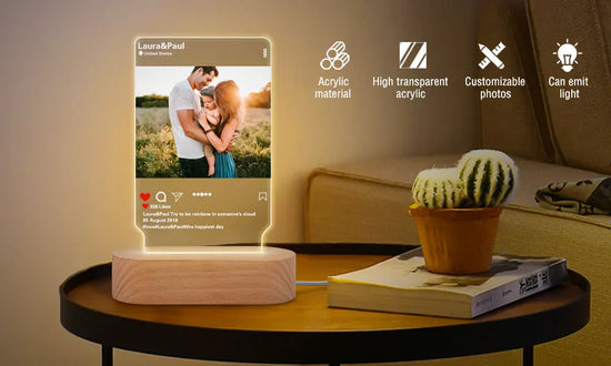 Lampada LED 3D Personalizzata con Foto, Nome e Data – Regalo Romantico per Coppie