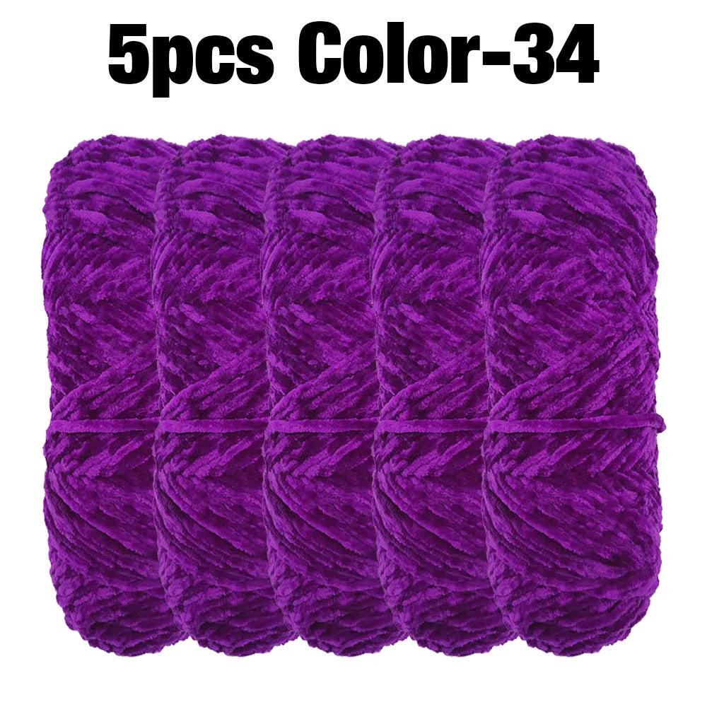 Set 5 rotoli filato ciniglia velluto 100 g – filo morbido e caldo per coperta, maglione, cuscini, DIY