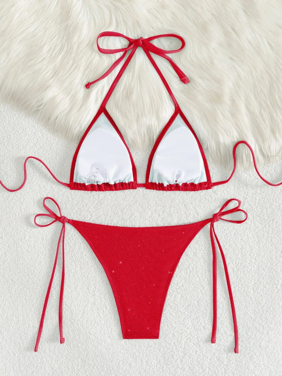Bikini Nero con Paillettes – Costume Sexy Push Up Brillante