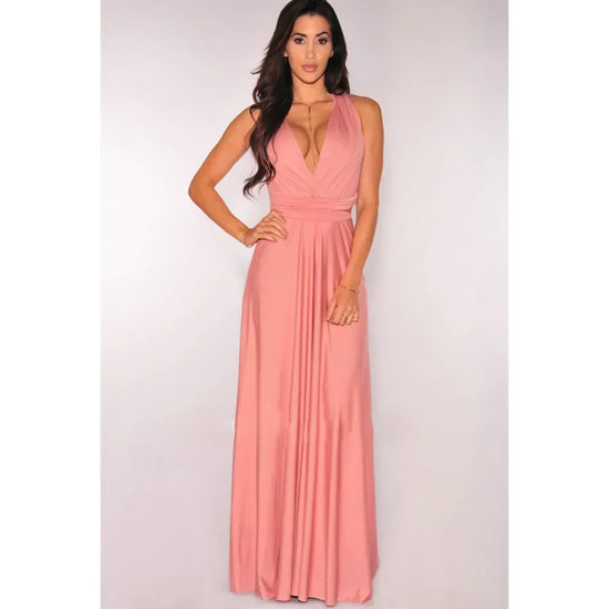 Abito Lungo Multiway Donna con Scollo a V – Vestito Trasformabile Elegante