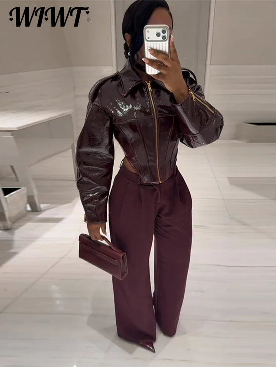 Giacca Crop in Ecopelle Vintage da Donna – Spring 2026 Streetwear con Zip e Colletto