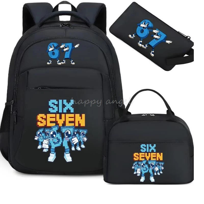 67 Six Seven Print 3Pcs/set Camouflage Backpack With Lunch Bag Steal A BrainRot Boy Student Teens Rucksack Girl Casual SchoolBag
