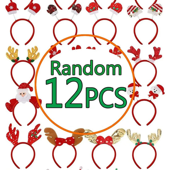 Set 6-12 pezzi cerchietti natalizi da festa – headband a tema Babbo Natale, pupazzo di neve e renna per bambini e adulti