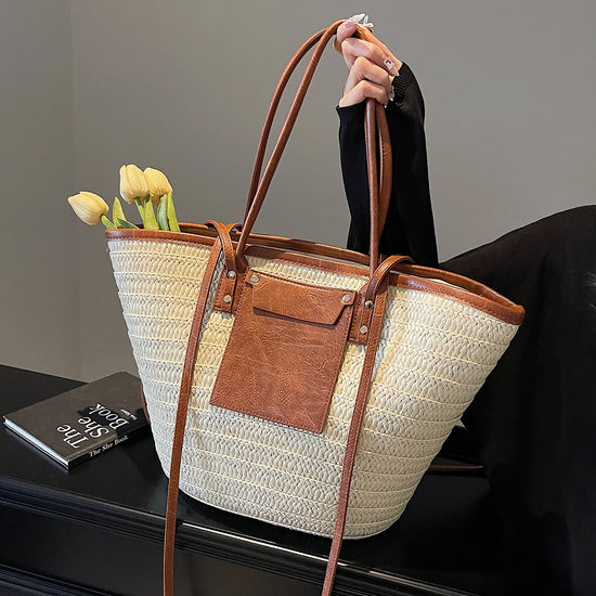 Borsa Donna in Paglia Intrecciata – Tote Estiva con Zip