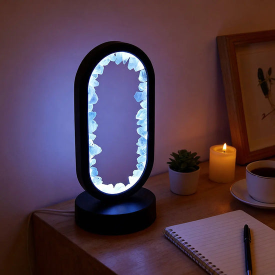 1PC LED Bedside Lamp | Natural Quartz & Amethyst Raw Stone Crystal Lamp | Soothing Night Light for Bedroom & Desk, Christmas Dec