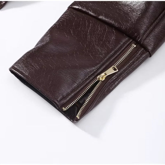 Giacca Biker Donna Effetto Pelle Lucida con Zip – Nero o Rosso