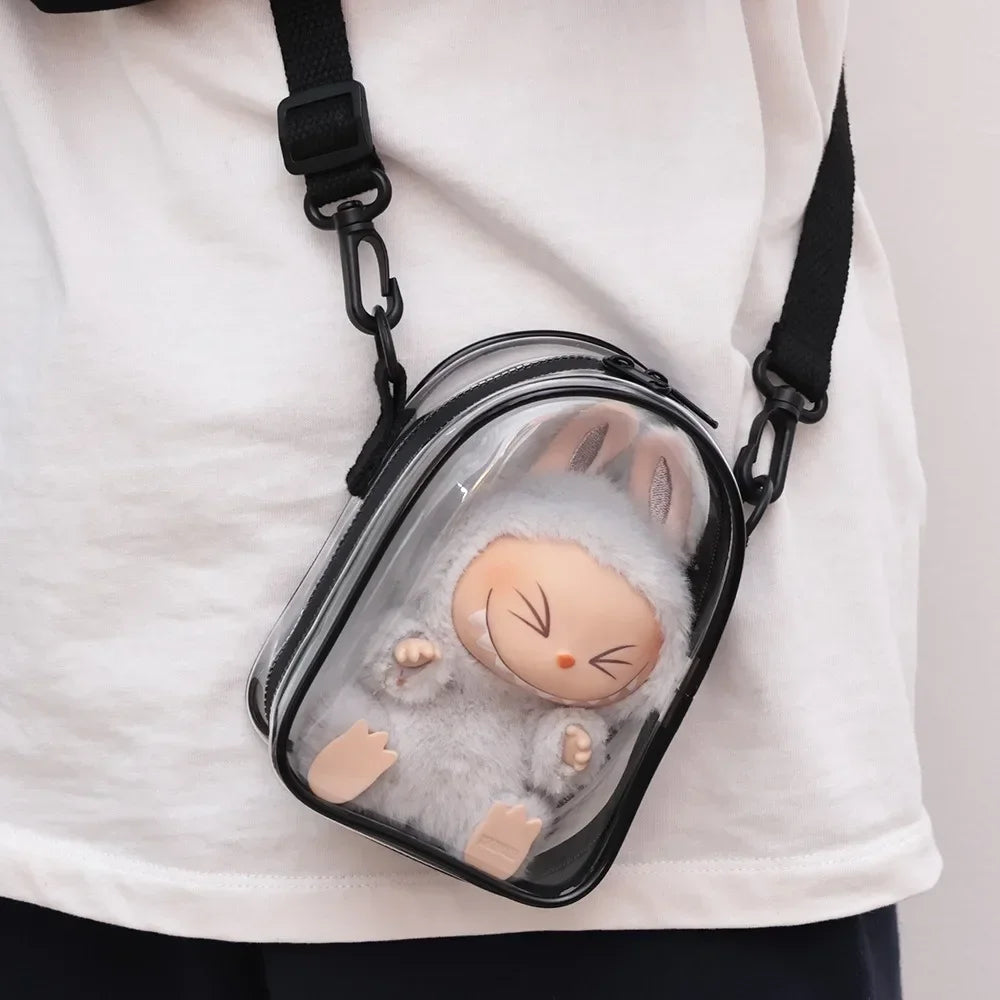 Custodia Labubu THE MONSTER 15 cm da spalla – borsa PVC trasparente protettiva