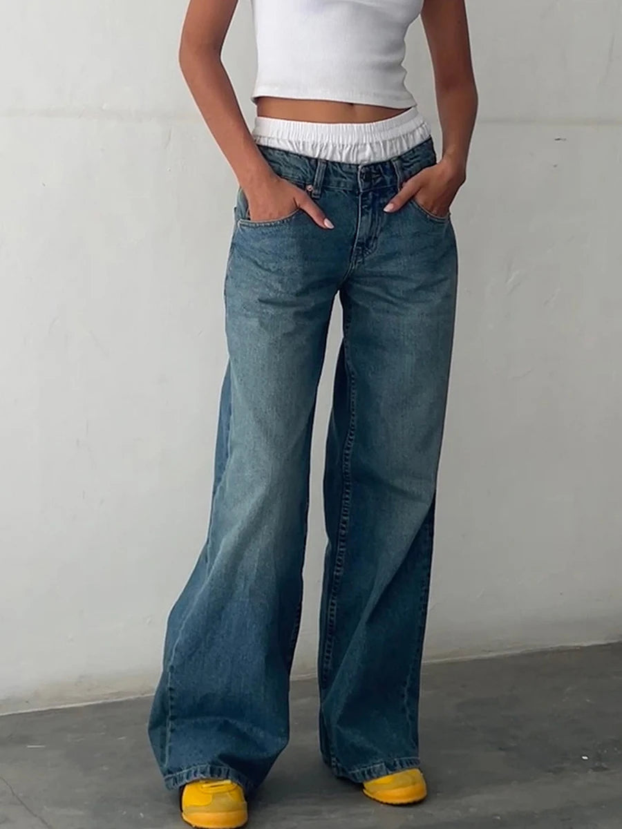 Jeans Boyfriend Donna Vita Alta con Tasche – Stile Y2K - dettaglio prodotto