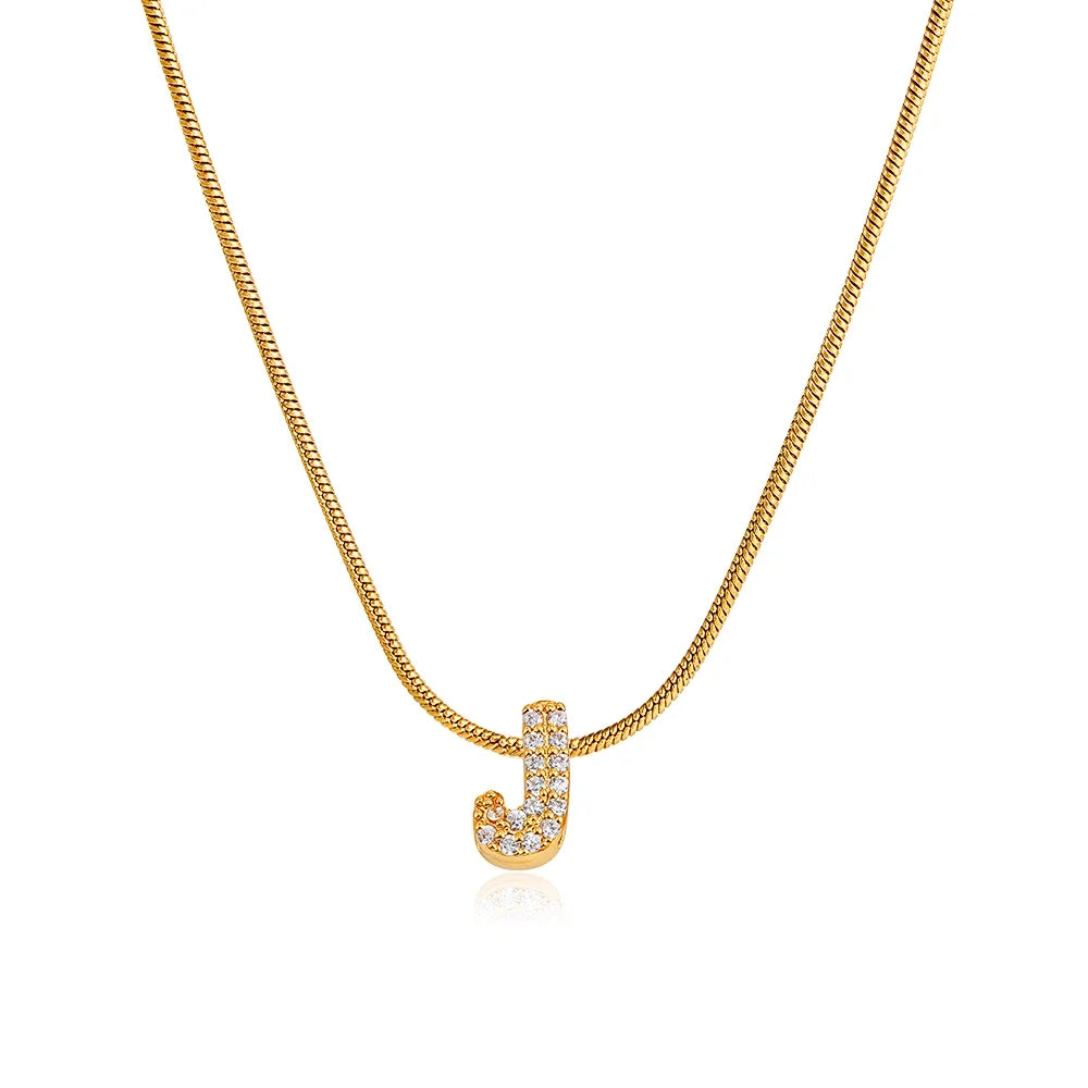 Collana iniziale personalizzabile A–Z con pavé di zirconi – acciaio, elegante