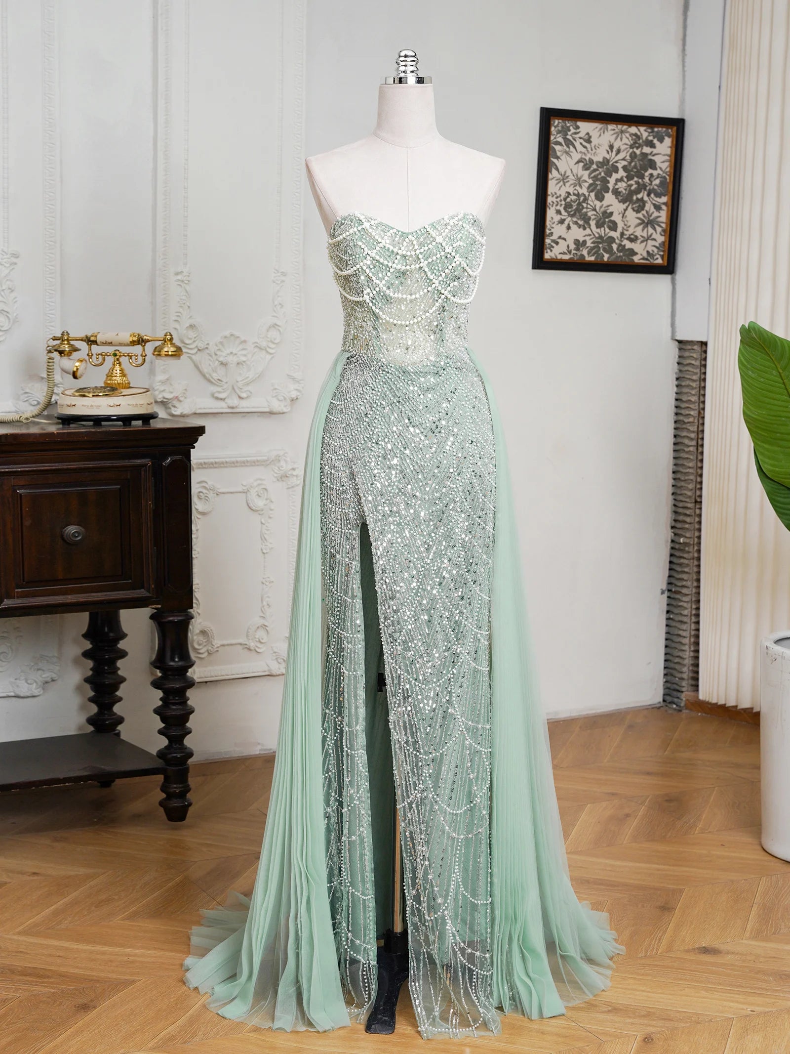 Abito Lungo Elegante con Spacco Alto – Vestito da Cerimonia e Gala