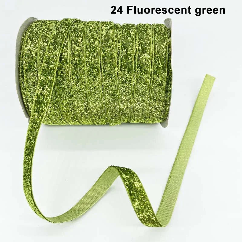 Nastro velluto glitter 10 mm – 50 metri multicolore per decorazioni, fai-da-te, confezioni regalo e artigianato