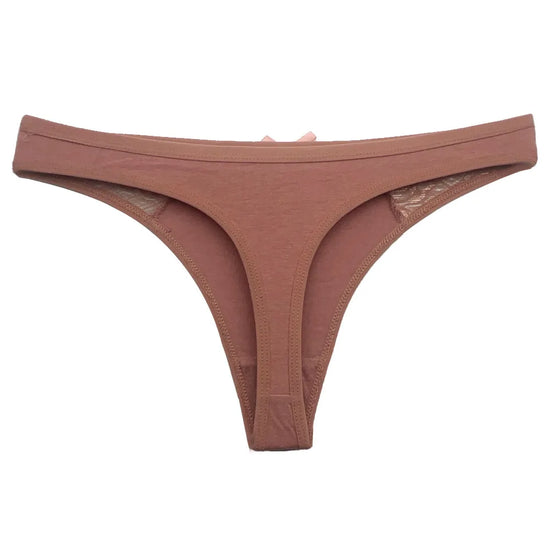 Set 5 pezzi perizomi donna in cotone – G-string vita bassa low-rise in colori solidi, lingerie comoda quotidiana