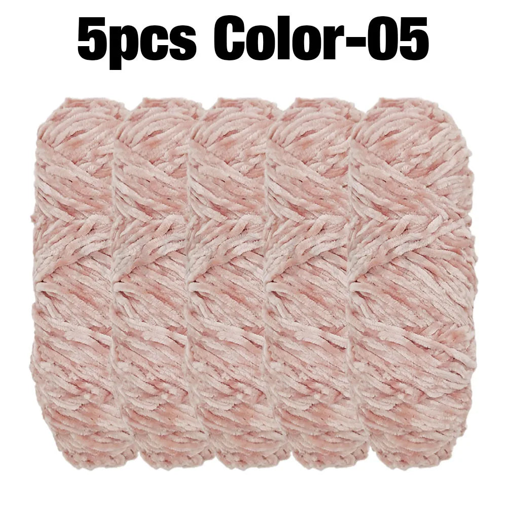 Set 5 rotoli filato ciniglia velluto 100 g – filo morbido e caldo per coperta, maglione, cuscini, DIY