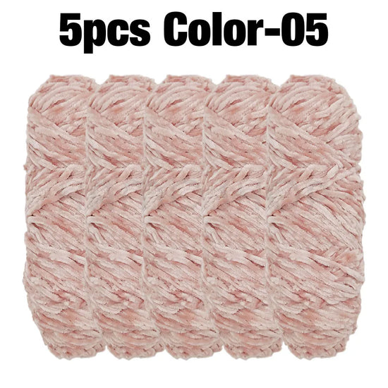 Set 5 rotoli filato ciniglia velluto 100 g – filo morbido e caldo per coperta, maglione, cuscini, DIY