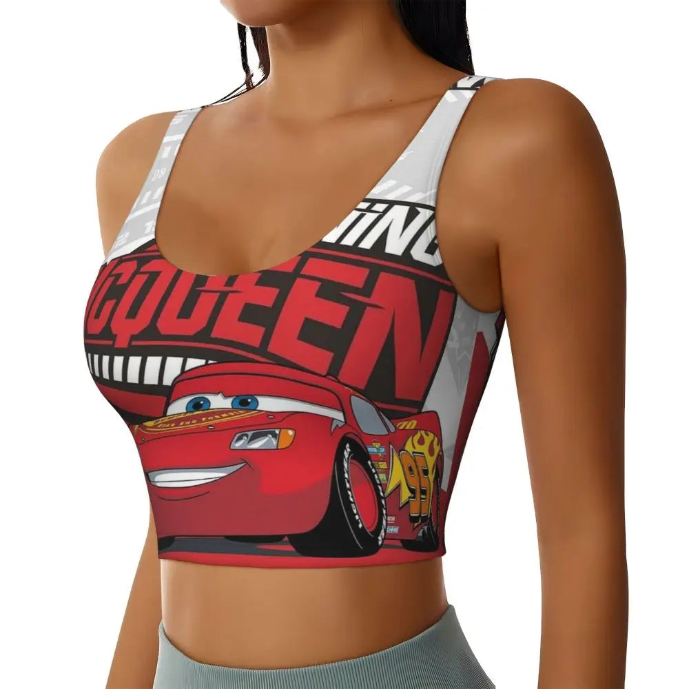 Maglia cars SaettaMcQueen Donna | Cartoon Fitness Crop Top Cars