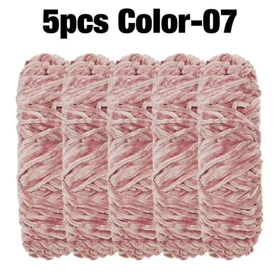 Set 5 rotoli filato ciniglia velluto 100 g – filo morbido e caldo per coperta, maglione, cuscini, DIY