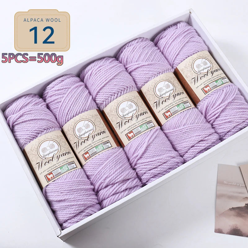 Set 5 gomitoli filato spesso alpaca 500 g – yarn grosso per maglioni, cappotti e crafting inverno
