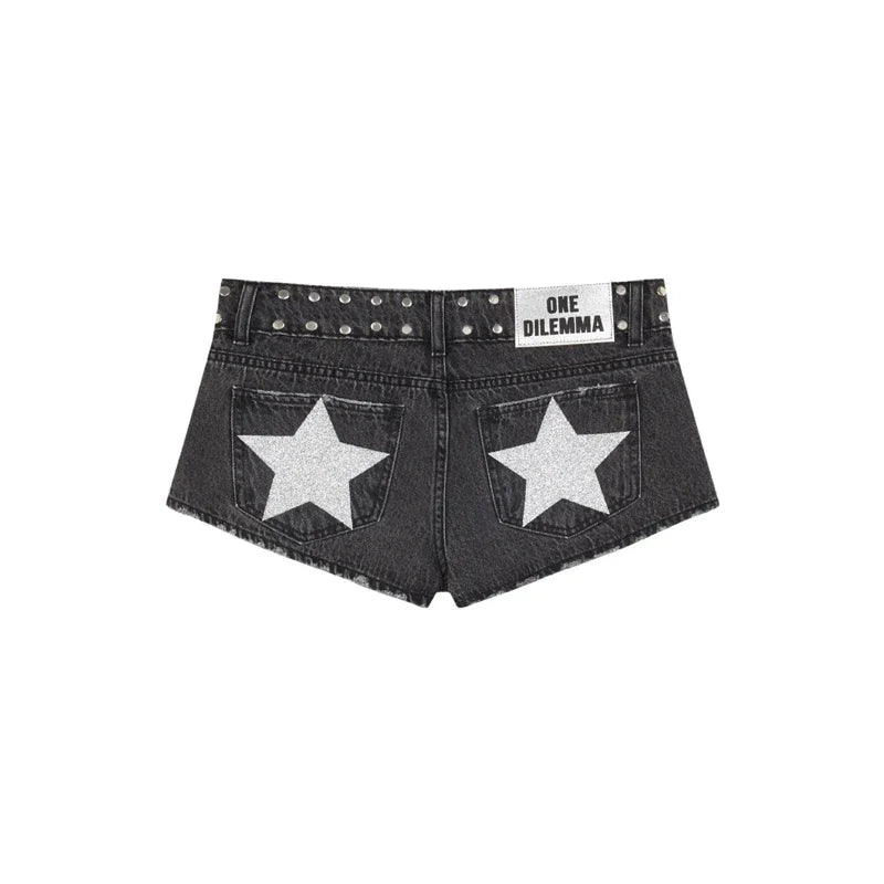 Shorts Jeans Donna Y2K con Stelle – Hot Pants Denim Streetwear