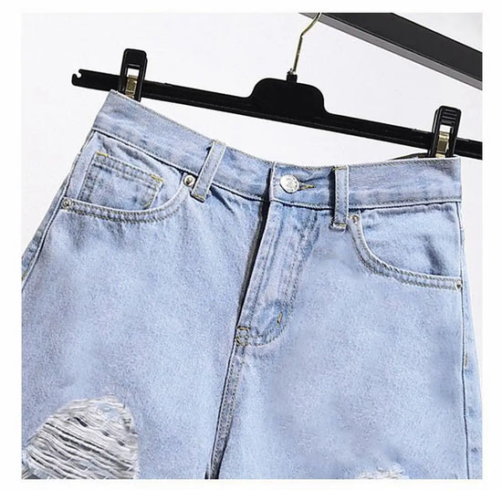 Cowboy shorts donna vita alta stile coreano – denim bianco con tasche, frange e strappi