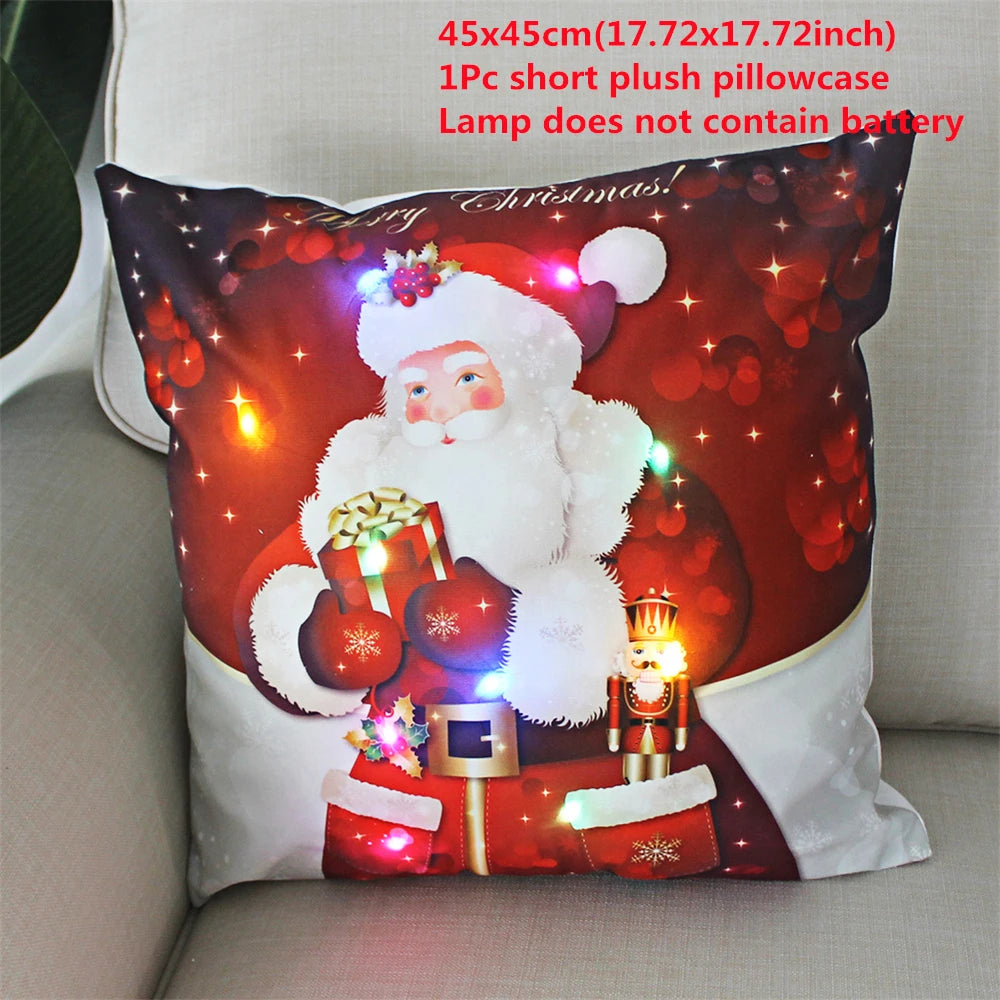 Copricuscino natalizio LED 45×45 cm ‒ federa luminosa decorativa per Natale, addobbo casa & divano