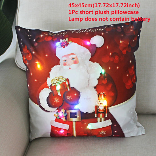 Copricuscino natalizio LED 45×45 cm ‒ federa luminosa decorativa per Natale, addobbo casa & divano