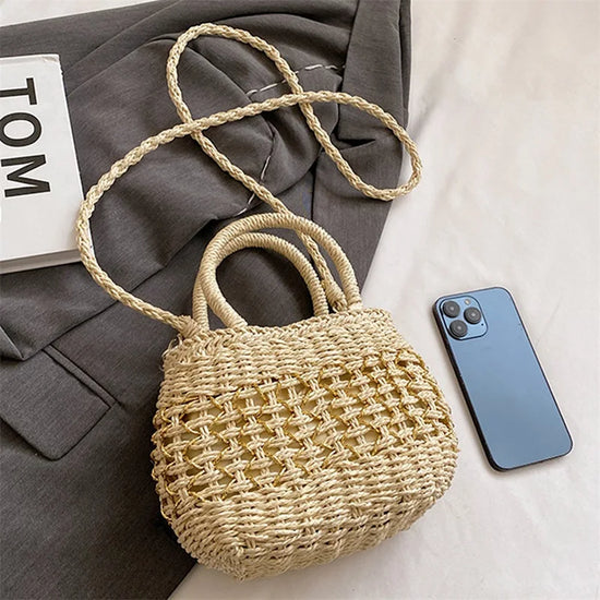 Borsa Piccola a Tracolla Donna in Paglia Intrecciata - Leggera e Trendy