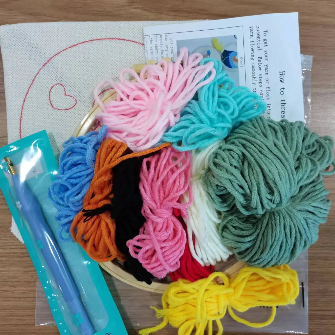 Kit Punch Needle Funghi e Fiori – Ricamo DIY Facile per Principianti