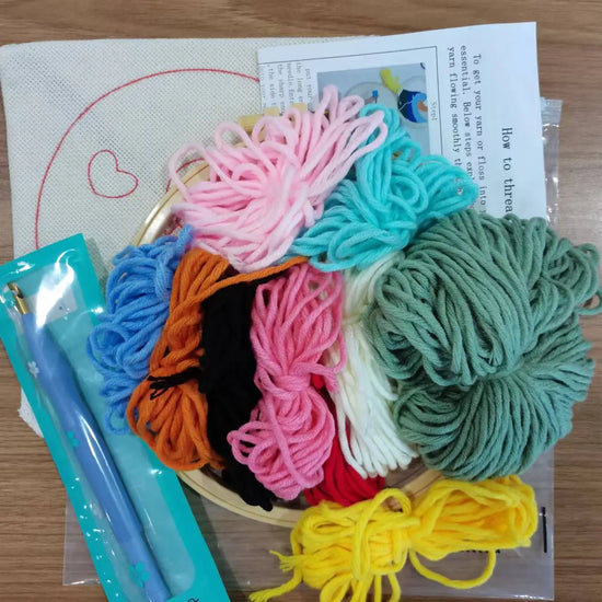 Kit Punch Needle Funghi e Fiori – Ricamo DIY Facile per Principianti