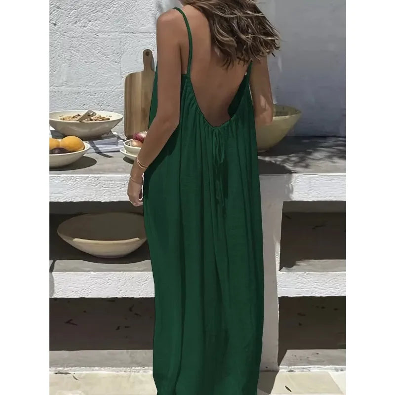 Abito Donna Lungo Estivo Loose Fit – Vestito Casual con Scollatura
