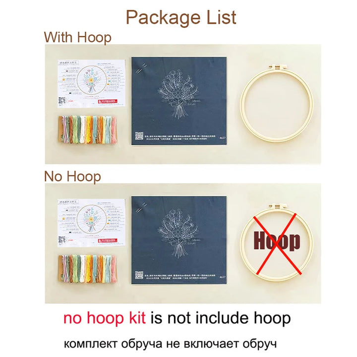 Kit Ricamo Gatto e Fiori – Set DIY Punto Croce per Principianti