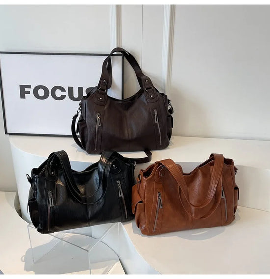 Soft Interior Compartment Shoulder Bags 2025 High Quality Contrasting Colors Bags for Women Fashion Zipper Pu Women's Handbags