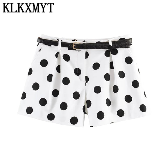 Shorts Donna a Pois Vita Alta – Pantaloncini Estivi Casual Chic