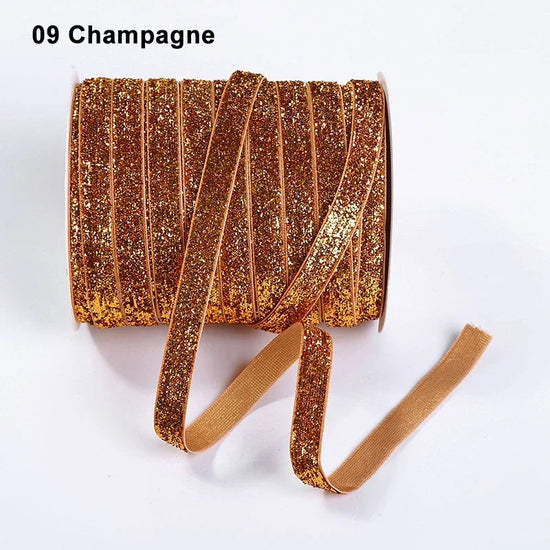 Nastro velluto glitter 10 mm – 50 metri multicolore per decorazioni, fai-da-te, confezioni regalo e artigianato