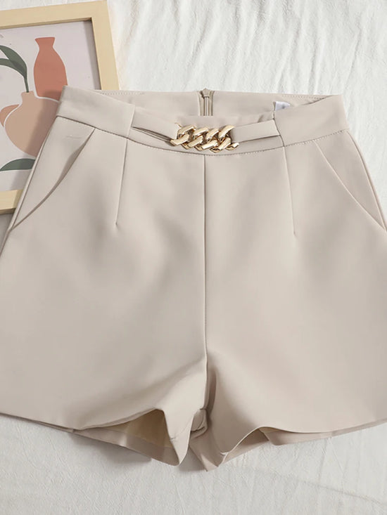 Shorts eleganti donna Heliar – A vita alta con zip e cintura femminile