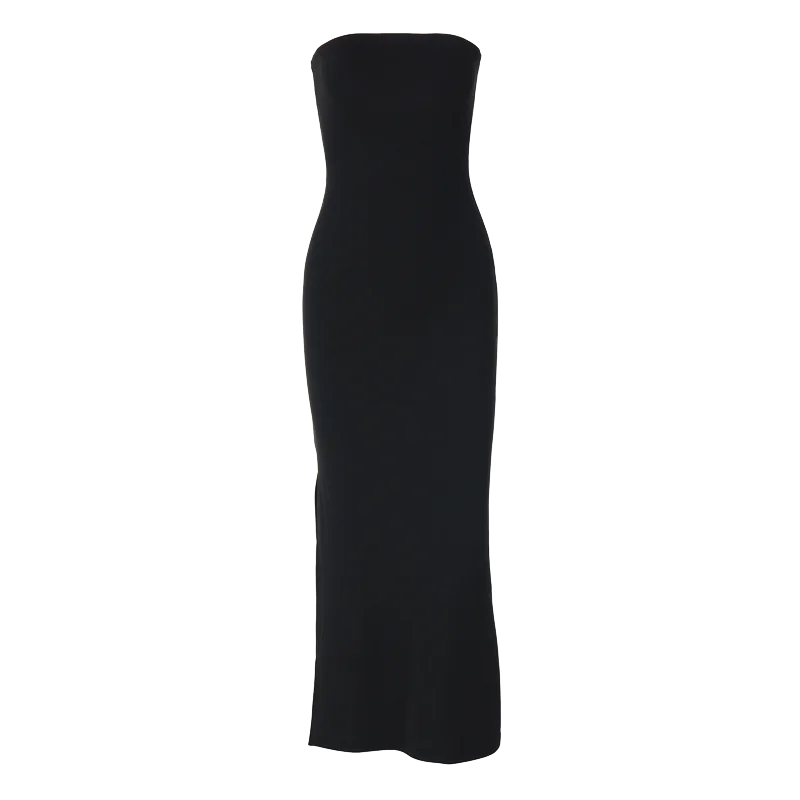 Abito Nero Elegante HugCitar – Maxi Dress Strapless Bodycon per Cerimonie, Party e Serate
