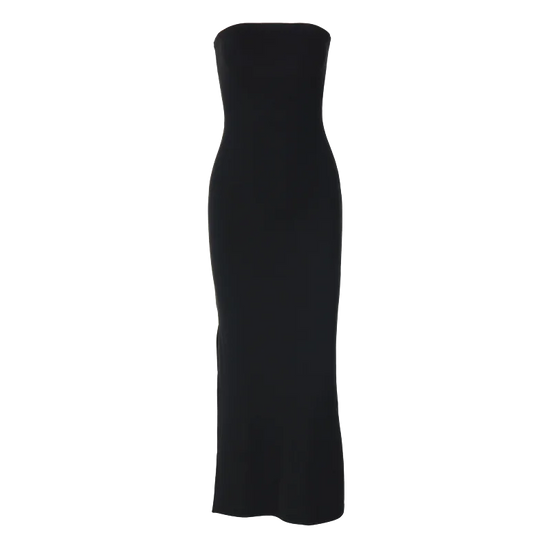Abito Nero Elegante HugCitar – Maxi Dress Strapless Bodycon per Cerimonie, Party e Serate