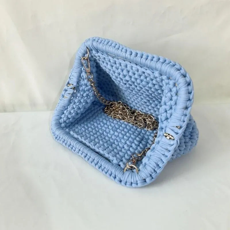Borsa Clutch Donna Intrecciata a Spalla in Stile Crochet – Bag Elegante Fatta a Mano