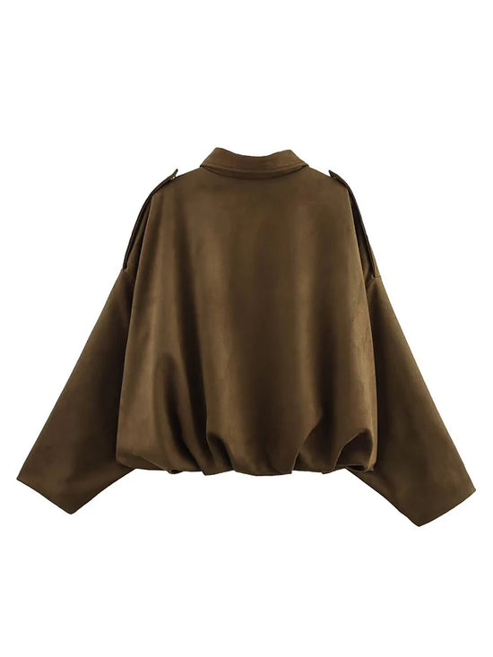 Giacca Bomber Oversize  Donna Stile Vintage – Giubbotto Elegante e Morbido per Occasioni Speciali