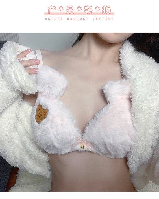 Set Intimo Donna Orsetto in Peluche ‒ Reggiseno e Slip Plush Invernali Cartoon