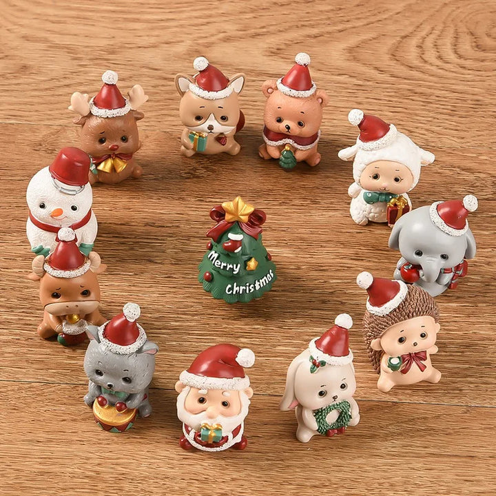 Decorazioni natalizie da scrivania 2025 ‒ set figurine Piccolo Babbo Natale + Alberello ornamentale per ufficio e casa