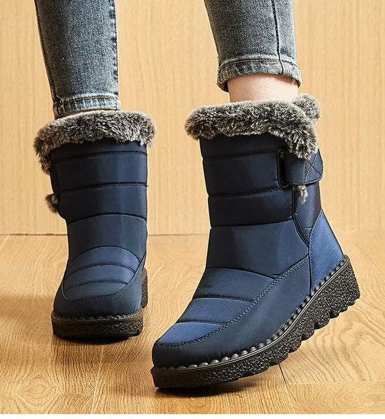 Stivali Invernali Donna – Ankle Boots Impermeabili con Pelliccia, Antiscivolo e Tacco Basso