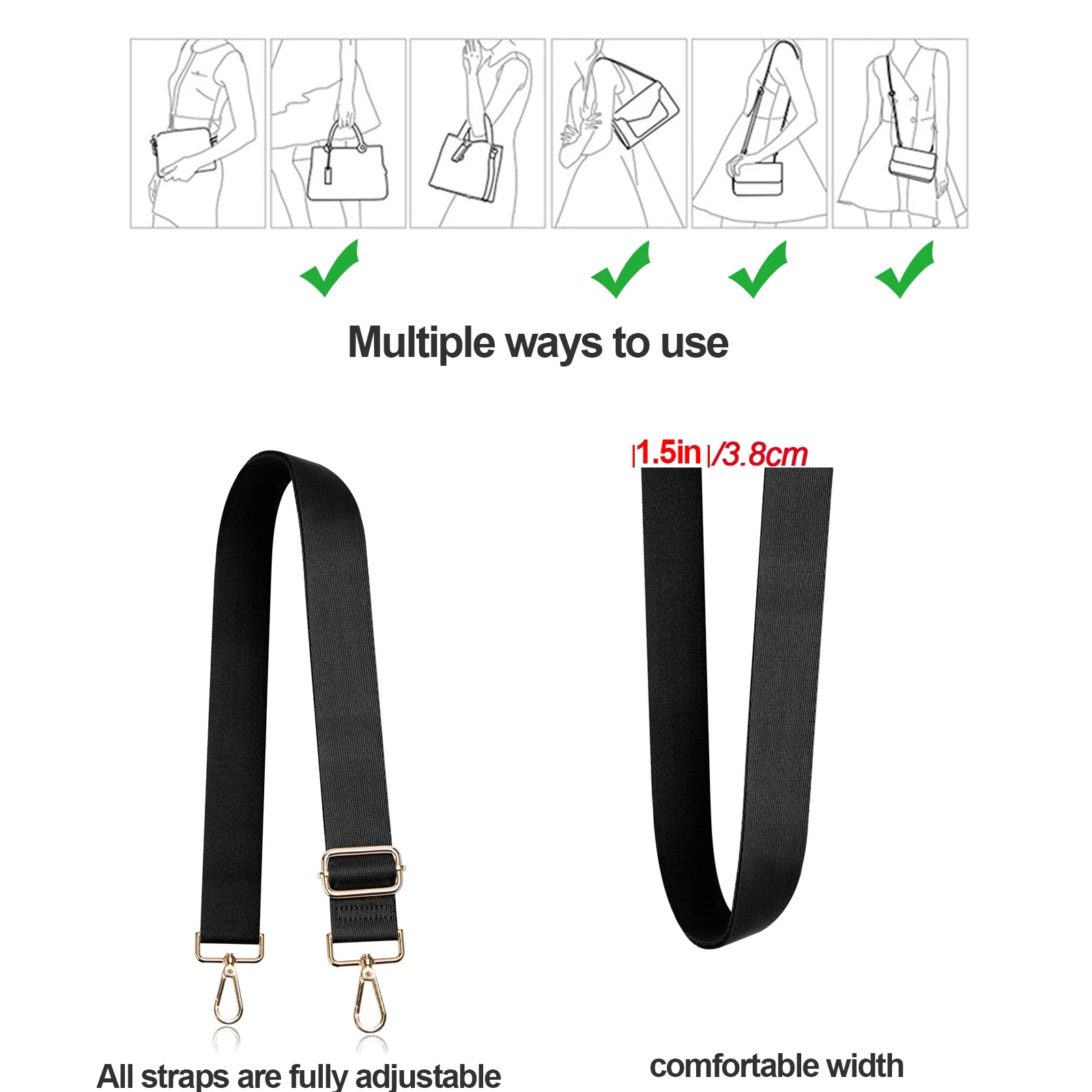 Tracolla borsa regolabile stile “guitar strap” 2025 – cinghia staccabile stampata, originale crossbody / shoulder strap